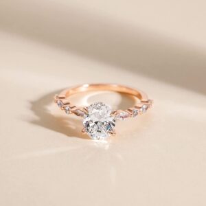 EAMTI 925 Sterling Silver Ring Oval Cut Cubic Zirconia Engagement Rings Solitaire Halo Promise Ring For Women Size 3-13