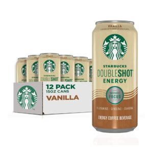 Starbucks RTD Energy Drink, Doubleshot Energy Drink, Coffee, Guarana, Vitamin B, Ginseng, 15 oz Cans (12 Pack)