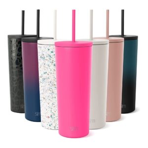 Simple Modern Insulated Tumbler with Lid and Straw | Iced Coffee Cup Reusable Stainless Steel Water Bottle Travel Mug | Spring Break Gifts For Her & Him | Classic Collection | 24oz | Nebula