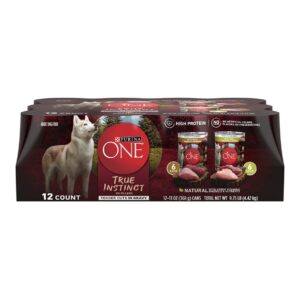 Purina ONE True Instinct Tender Cuts in Gravy With Real Turkey and Venison, and With Real Chicken and Duck High Protein Wet Dog Food Variety Pack – (12) 13 oz. Cans