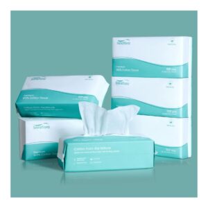 Saraflora 100% Cotton Facial Tissue, Soft Dry Wipe 6 Pack Size 7.9×7.9 inches, Use for Sensitive Skin Disposable Face Towel and Baby Washcloths, Makeup Wipes, Disposable Cleansing Cloths（600 Count ）