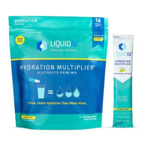 Liquid I.V. Hydration Multiplier – Lemon Lime – Powder Packets | Electrolyte Drink Mix | Easy Open Single-Serving | Non-GMO | 16 Stick