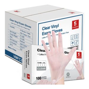 Schneider Clear Vinyl Exam Gloves, Latex-Free, Disposable Medical Gloves, Cleaning Gloves, Food Safe, Powder-Free, 4 mil