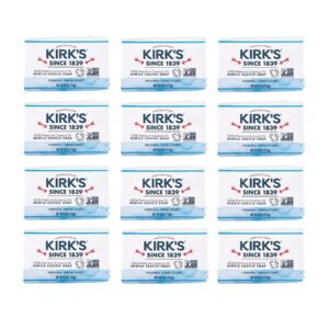 Kirk's Castile Bar Soap Clean Soap for Men, Women & Children| Premium Coconut Oil | Sensitive Skin Formula, Vegan | Original Fresh Scent | 4 oz. Bars – 12 Pack