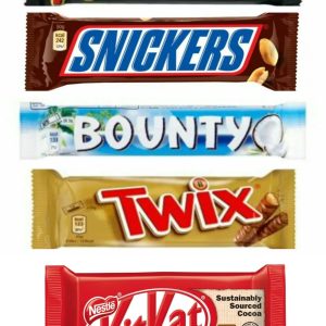Ultimate Chocolate Multi Box – 24 Bars + 1 Bonus Treat! A delightful mix of Mars, Snickers, Twix, Bounty, and Kitkat, perfect for sharing or gifting!
