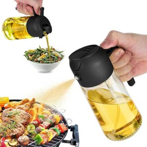TrendPlain 16oz Olive Oil Dispenser Bottle for Kitchen - 2 in 1 Oil Dispenser and Oil Sprayer for Cooking, Air Fryer, Salad, BPA-Free 470ml Olive Oil Sprayer