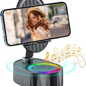 [Exclusive for New Users 0.99 ]5 in 1 Induction Speaker Phone Stand Home Smart Wireless Bluetooth Speaker Office Upright Tablet Stand